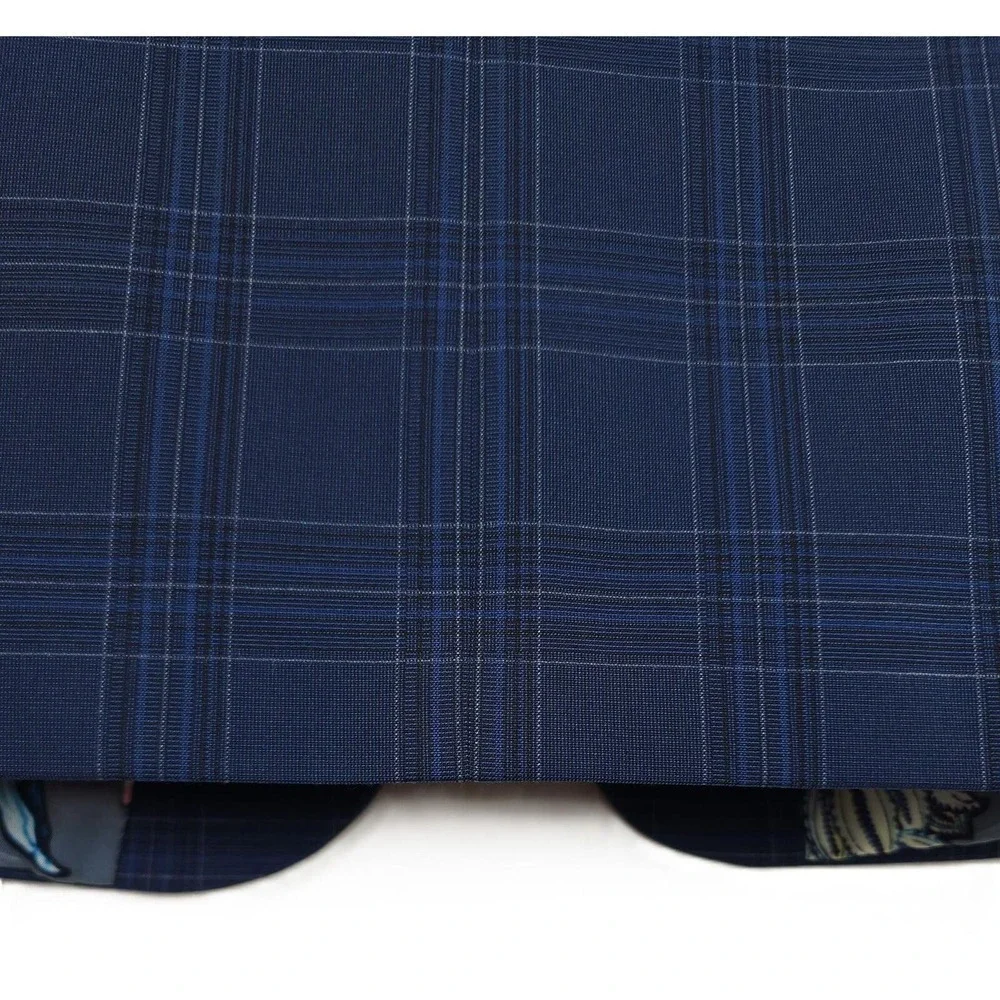 Sean John Mens Classic Fit Suit Jacket Blazer 38R Dark Blue Plaid Stretch NWT